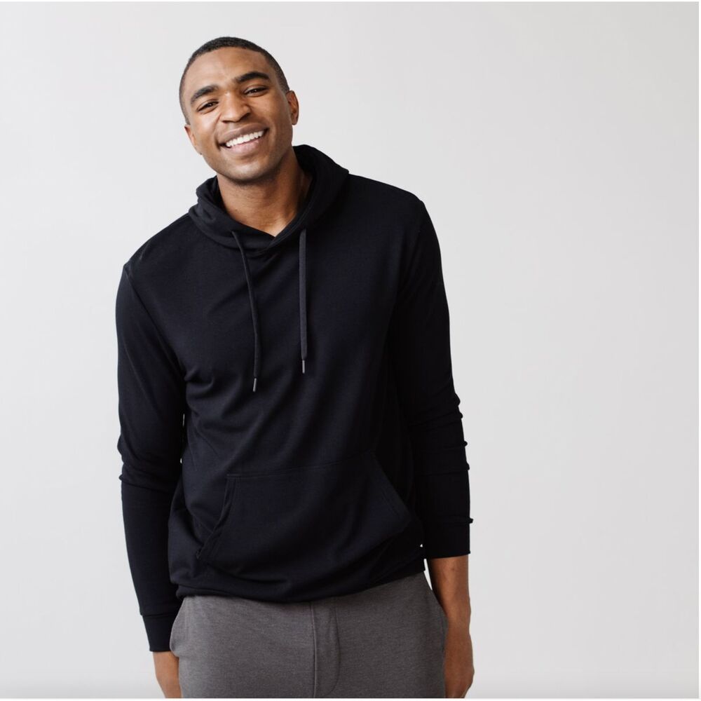 Cozy Earth Mens Ultra Soft Bamboo Hoodie Size Small Black Pullover